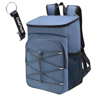 Imagem de Mochila Térmica Cooler GRANDE 25L: Cerveja GELADA por HORAS Refrigera por até 18H! Impermeável Ideal para Praia, Camping & Churrascos, com Chaveiro ABRIDOR DE GARRAFA (AZUL)
