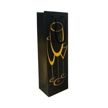 Imagem de Sacola Garrafa Vinho Champagne - Minimalista Dourada