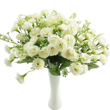 Imagem de Buquê de flores artificiais para vaso, 4 pacotes de flores de seda lilás sintética, decoração de hortênsia, arranjos de flores falsas, margarida, para mesa de casamento, casa, centro de mesa, vaso