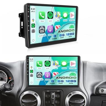 Imagem de Rimoody Rádio 8 Núcleos 6G+128G Para Jeep Wrangler Jk 2007-2018, Dodge Ram 1500, 2500, 3500, Grand Cherokee, Android 13, Som Automotivo Sem Fio, Carplay, Tela Sensível Ao Toque, Gps, Wi-Fi, Bt Fm/Rd