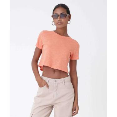 Imagem de Blusa Cropped Feminina Flamê Manga Curta Marisa-49144, Laranja, GG