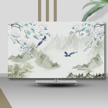 Imagem de Capa protetora contra poeira para TV interna de 82 a 80 polegadas Protetor de tela de TV extensível para pendurar curvado/plano LED à prova de poeira com design de abertura traseira decoração de