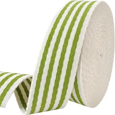 Imagem de Tiras de algodão listradas de 3,8 cm - Fita de tecido jacquard de 6 metros tiras resistentes para confecção de bolsas, arreios, mochila, cintos, roupas, costura (oliva)