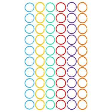 Imagem de 60 peças de anéis de folhas soltas coloridos PP 1,4 pol. Anéis de fichário para documentos, cartão de visita, material escolar de escritório, anéis de fichário de plástico