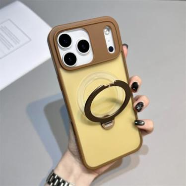 Imagem de Capa com suporte magnético e anel de toque suave para iPhone 17 Air 16 15 14 Plus 13 12 11 Pro Max (para iPhone 14 Pro Max/Dourado Deserto)