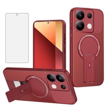 Imagem de Asuwish Capa de celular para Xiaomi Redmi Note 13 Pro 5G/Poco X6 capa magnética de fibra de carbono com protetor de tela de vidro temperado e suporte protetor de celular fino macio acessórios 13Pro 6X