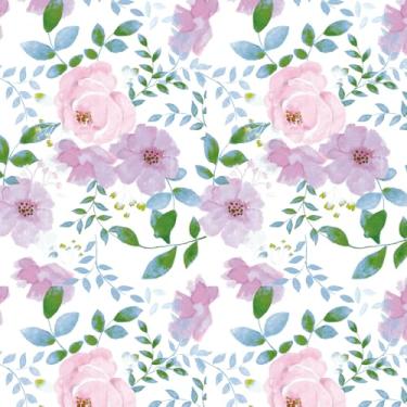 Imagem de Cismmy Descole e cole papel de parede floral, 17,5 × 397,6 cm, adesivo removível no papel de parede, decoração de parede de flores em aquarela autoadesivo para quarto, sala de estar e móveis DIY