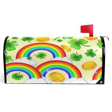 Imagem de TSENQUE Capas de caixa de correio magnéticas, capa decorativa de vinil, caixa de correio, decorações modernas, colorido, arco-íris, tamanho padrão, 52,6 x 45,8 cm