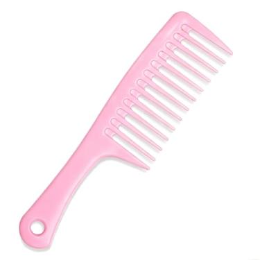 Imagem de Bestac Pente de dentes largos para cabelos longos encaracolados - pente profissional grande desembaraçante escova de estilo durável para cuidados com cabelos secos e molhados (rosa)