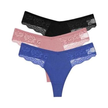 Imagem de Conjunto De Calcinhas De Renda De Algodão Femininas 3PCS S-XL Lingerie