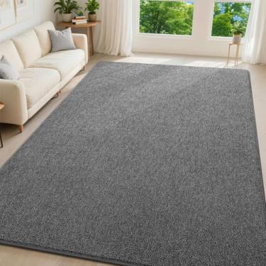 Imagem de Pettop Tapetes de área cinza preto 10 x 15 para sala de estar, quarto, tapete de espuma viscoelástica espesso, tapete moderno minimalista super macio para crianças, meninos e meninas, tapetes