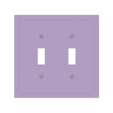 Imagem de JDAKHD Placa de cobertura para interruptor de luz lavanda roxo macio 2 gangs duplo interruptores decorativos placas de parede para tomadas elétricas capas de placa frontal cor suave para quarto