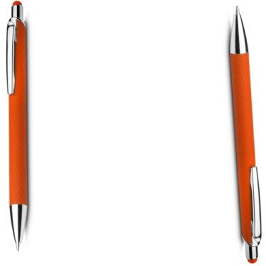 Imagem de Caneta Esferográfica Executiva em Alumínio Reciclável, Escrita Azul, Ponta Touch, Corpo Cilíndrico, Acabamento Fosco, Refil Parker, 14cm (Kit 2 Laranja)