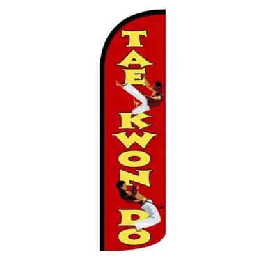 Imagem de 4 Less Co TAE KWON DO Windless Swooper bandeira 0,9 x 3,5 m de altura grande pluma sinal (ferragens não incluídas) rq