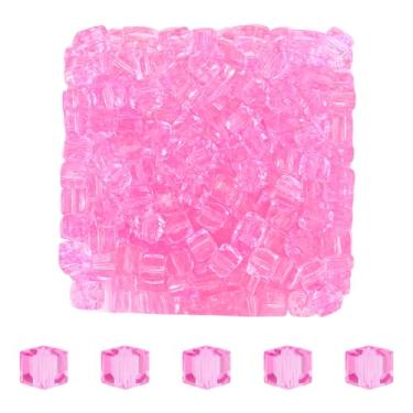 Imagem de Mandala Crafts Contas de cristal de cubo rosa de 6 mm – 300 contas de vidro facetadas para fabricação de joias, pulseiras, colares, brincos e contas