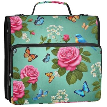 Imagem de Pasta organizadora de fichário com zíper resistente de 3 cm com alça de ombro e alça de ombro para viagem com alça de 34,5 x 31,5 x 8,9 cm