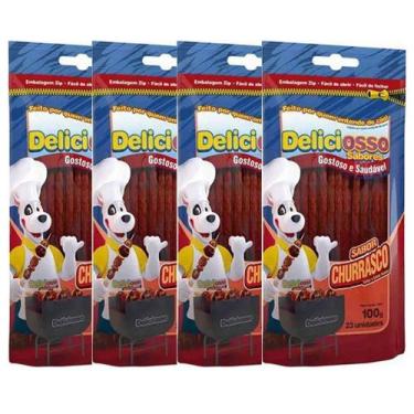 Imagem de Combo 4un Petisco Palito Fino Churrasco Ossinho Para Cães Deliciosso