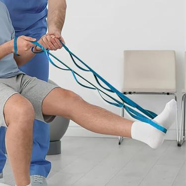 Imagem de Faixa de resistência para ioga de 1,8 m, sem látex, elástica para treinamento de força, flexibilidade, pilates, casa, academia, viagem (azul)