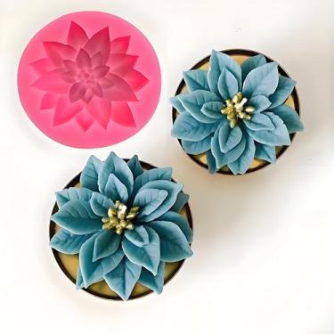 Imagem de Moldes de silicone para poinsétia e folha de azevinho, pacote com 2, design de flor de Natal para velas DIY, resina, fabricação de sabão