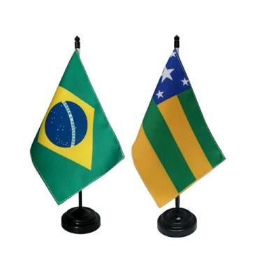 Imagem de Kit Bandeira de Mesa Brasil e Sergipe, Dupla Face, Oxford, Base e Haste Plástico Preto, 19x13cm, 26cm Altura, Decorativa para Escritório e Eventos