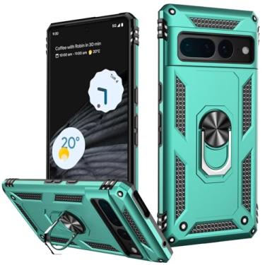 Imagem de LUMARKE Capa para Google Pixel 7 Pro com protetor de tela, capa protetora de grau militar testada contra quedas de 4,9 m com suporte magnético de anel compatível com suporte de carro, azul-petróleo