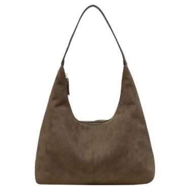 Imagem de Bolsas de camurça para mulheres, bolsa Hobo, retrô, bolsas de ombro despojadas, bolsa de camurça, D - verde, One Size