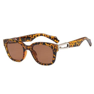 Imagem de Óculos de Sol Pequenos Unissex com Proteção UV400 para Esportes ao Ar Livre, Corrida e Ciclismo, Estampa de Leopardo Marrom