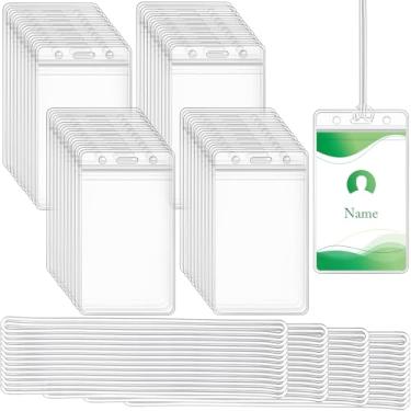 Imagem de Zonon Pacote com 100 etiquetas de bagagem transparentes, porta-crachás para malas, à prova d'água, zíper e identificação, com alças transparentes, material de viagem e escritório (7 mil)