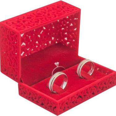 Imagem de Par De Alianças Namoro Prata 950 Filete De Ouro + Solitário - DR Joias