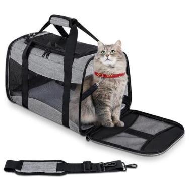 Imagem de Bolsa Para Transporte De Pets Até 6Kg Em Linho Na Cor Cinza E Preto - 