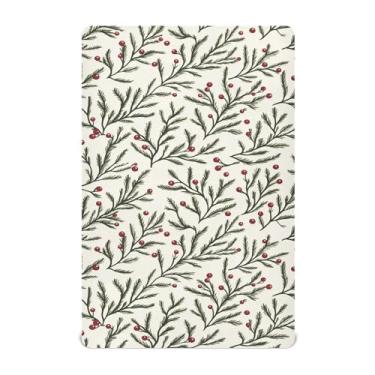 Imagem de Wassud Jogo de lençol com elástico para berço de Natal com folhas de azevinho para meninos e meninas, neutro, 71 x 132 cm