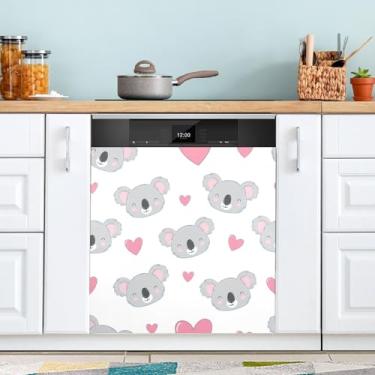 Imagem de ATTX Capa magnética para lava-louças Coala dos Namorados | Adesivo decorativo de eletrodomésticos de 58 x 66 cm para armários domésticos e eletrodomésticos #425