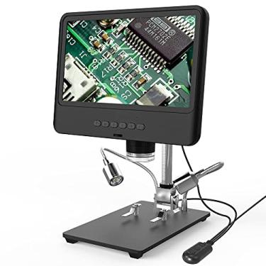 Imagem de Microscópio digital LCD de 8,5 polegadas com controle remoto com fio, ampliação de 50 x 1200x, resolução de 12 MP, luzes ajustáveis, para reparo de circuito PCB de moedas