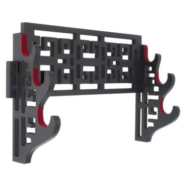 Imagem de Suporte de exibição de espada, suporte de espada samurai Katana multicamadas cabide de espada, suportes de armas de artes marciais para todos os tipos de espadas (preto 9) (preto 3 camadas)
