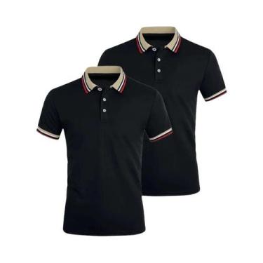 Imagem de Camisa Polo Masculina De Verão 2PCS Respirável Casual Para Escritório 