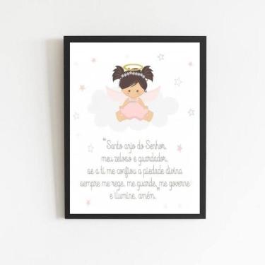Imagem de Quadro Santo Anjo Anjinha Menina 45X34Cm - Com Vidro