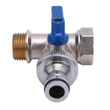 Imagem de Generic Válvula Esférica de um Quarto de Volta Com Conector Em T de Latão para Pia de Cozinha/banheiro, Válvula de Parada de ângulo Durável para Geladeira/fabricante de Gelo, NPT 3/8 de Polegada 15