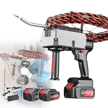 Imagem de KKSOUFX Passador De Cabos AutomáTico,Passa-Fios EléTrico Para Eletricistas,MáQuina De Passagem De Fios EléTrica Com Bateria De LíTio, 40 M/Min, Fio Guia De 15 M/30 M, TraçãO De 6 Rodas