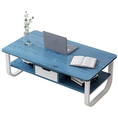 Imagem de Mesa de centro com 1 gaveta e prateleira de armazenamento para sala de estar, mesa de coquetel, mesa de TV, mesa retangular, mesa de sofá, mesa de escritório, mesa sólida elegante e funcional, fácil