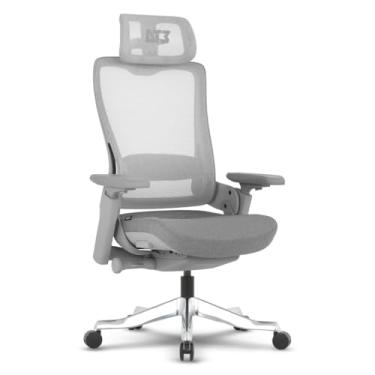Imagem de Cadeira Escritório Ergonomica DT3 Adria com revestimento Mesh Vintex-F™+ Tecido Sofftex™, Reclino Syncro™,Regulagem de profundidade,Braço 4D,Apoio cabeça 3D, Certificada. (Grey)