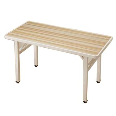 Imagem de Mesa dobrável de estilo simples, almofadas de pé ajustáveis, mesa de conferência de bar longa, pequena mesa dobrável espacial, para estudo, sala de estar, escritório (cor: madeira de maçã, tamanho: 80