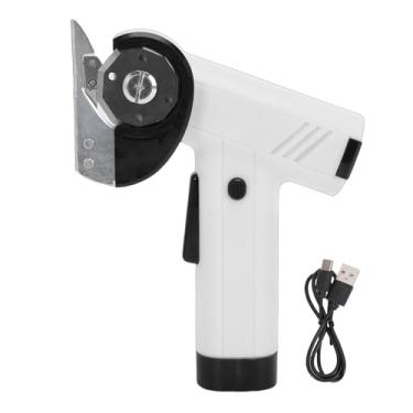 Imagem de Aramox Tesoura Elétrica Sem Fio, Motor Potente de 25 W 420 RPM Com Lâminas de Segurança e Luz LED, para Corte de Carpete de Couro de Tecido de ão (Branca)