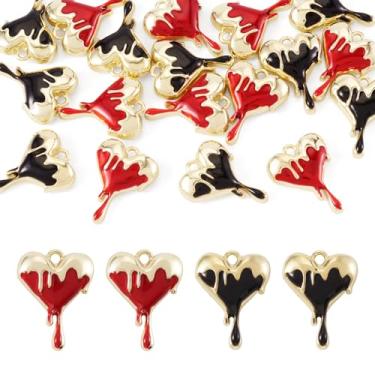 Imagem de Spritewelry Pingentes esmaltados de liga de coração, pingentes de coração derretido, pingentes de coração doce amor para fazer joias, pulseiras, colar e brincos, Metal não precioso, Sem Pedra Preciosa