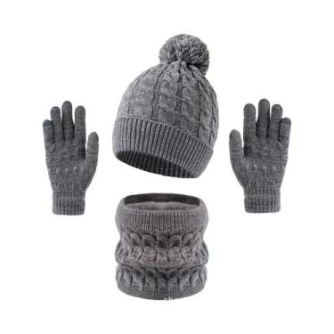 Imagem de Conjunto De Gorro, Cachecol E Luvas De Inverno Para Crianças, 3 Peças,