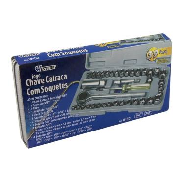 Imagem de Jogo de Ferramentas Chave Soquete 39 Peças - Caixa Plástica