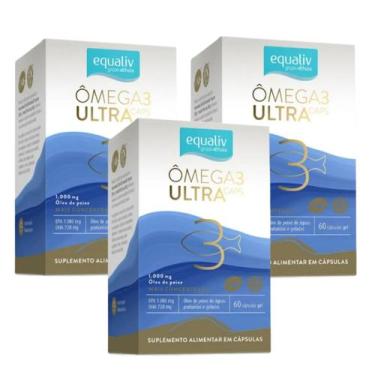 Imagem de Kit 3 Ômega 3 Ultra Caps 1000mg   60Cap Concentrado Equaliv, Sem Sabor