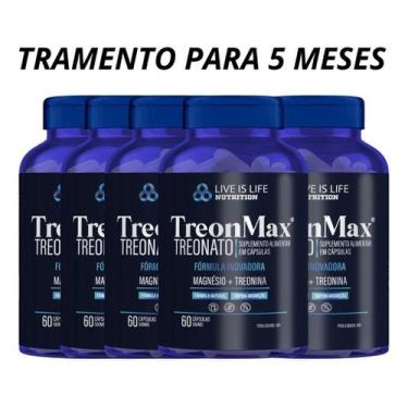Imagem de Kit 5 Treonmax Magnesio Treonato  60 Capsula Original - NoBrand, Natur