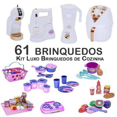 Imagem de Kit Infantil Prato Copo Potes Mercado Cafeteira Panela 61P