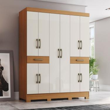 Imagem de Guarda-roupa Casal 10 Portas 2 Gavetas B384 Cinamomo/Off White