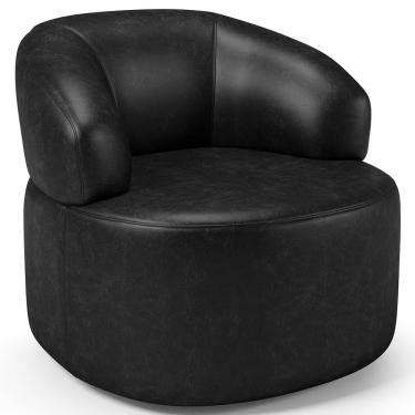 Imagem de Poltrona Giratória Orgânica Para Sala de Estar Living Helena L02 Couríssimo Preto - Lyam Decor